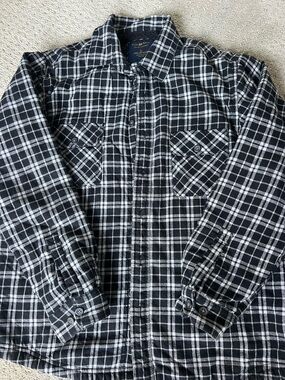 Men's Black & White Plaid Flannel Shirt